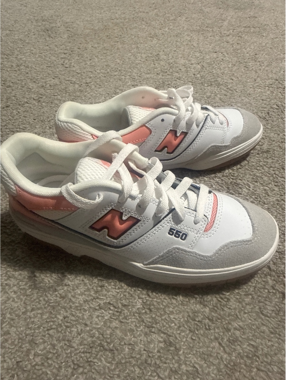 New Balance 550 Women's Sneakers Size 6.5Y/ 8.5W US White and Coral